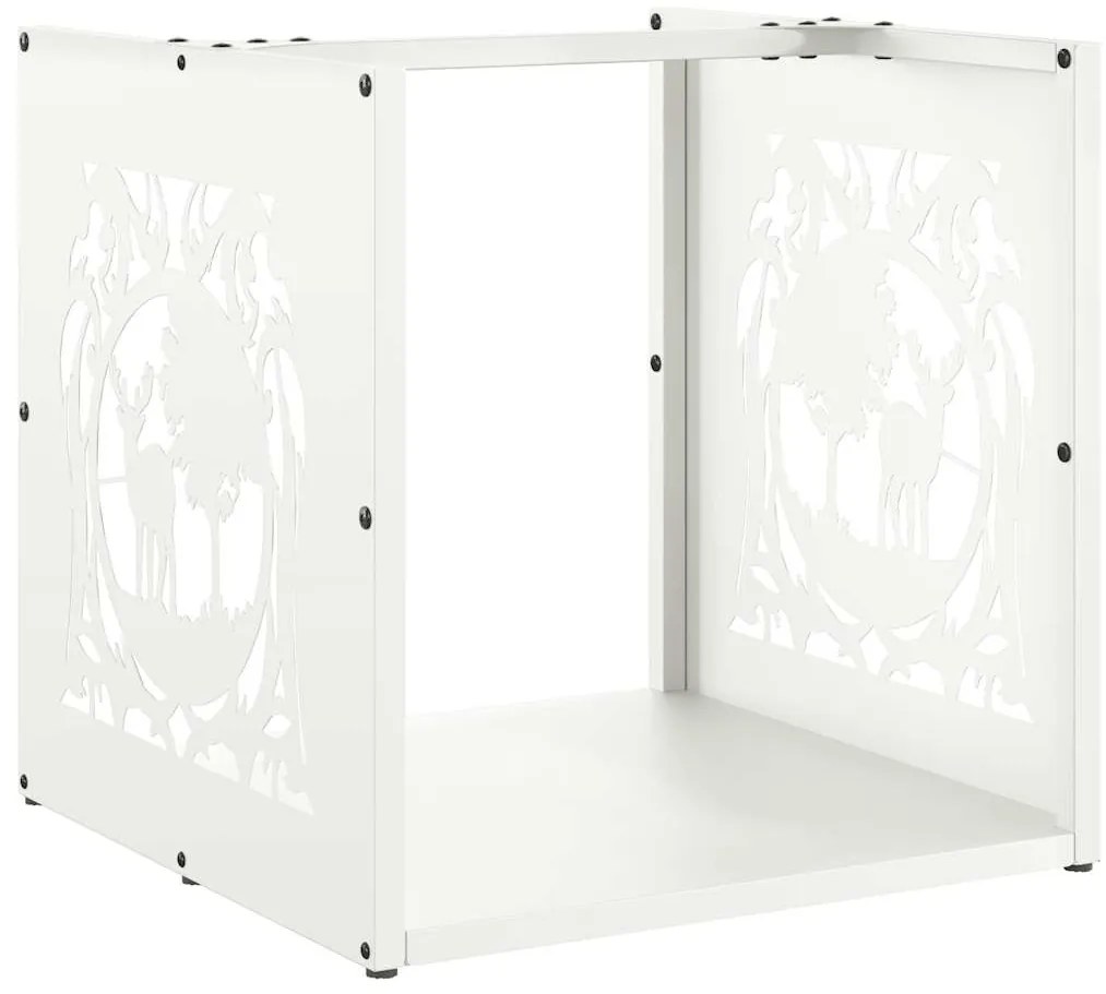 vidaXL Ράφι Καυσόξυλων Λευκό 40x40x40 εκ. Χάλυβας ψυχρής έλασης