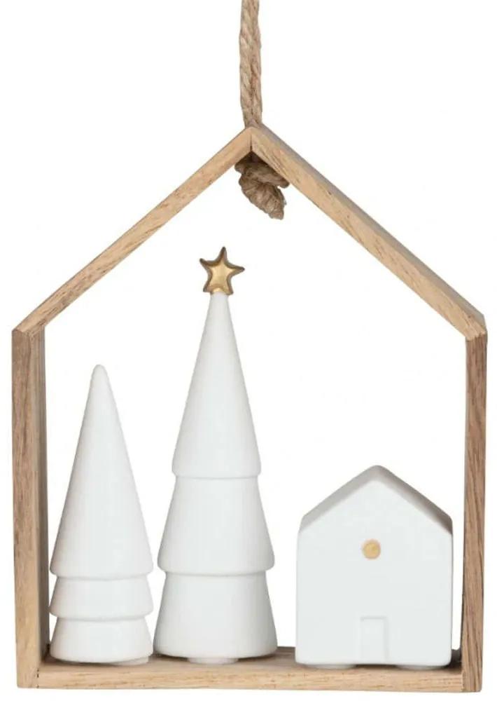 Στολίδι Χριστουγεννιάτικο Forest Cabin RD0090459 19x3,5x10,5cm Natural-White Raeder