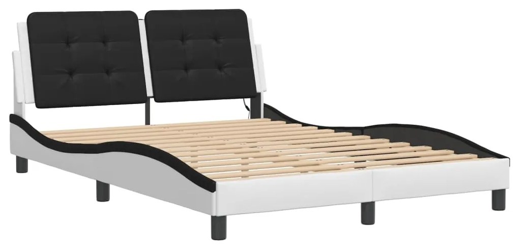 vidaXL Πλαίσιο Κρεβατιού με LED Χωρίς Στρώμα Zadar Λευκό/Μαύρο 120x200εκ.