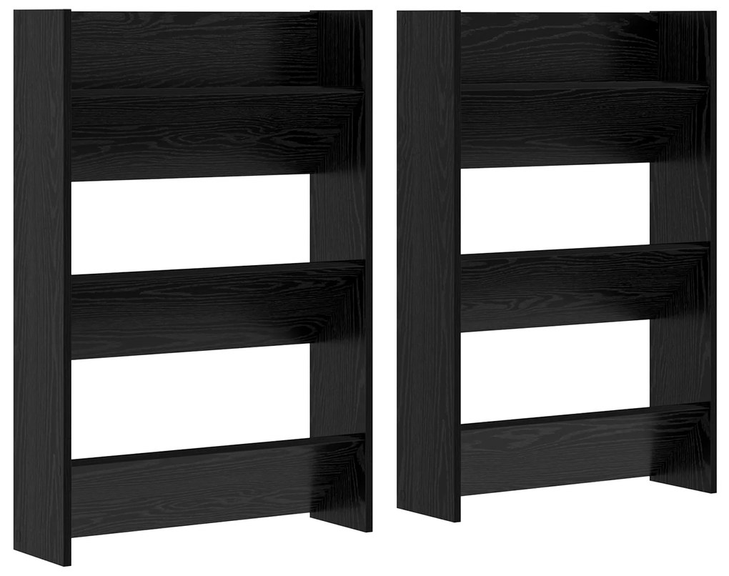 vidaXL Ντουλάπες παπουτσιών τοίχου 2 pcs Μαύρη δρυς Επεξεργασμένο ξύλο