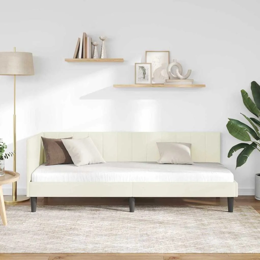 vidaXL Κρεβάτι Γωνίας με κεφαλάρι Κρεμ 80 x 200 cm Βελούδο
