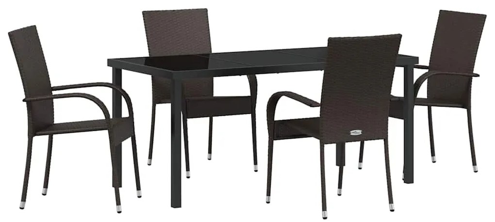 vidaXL Σέτ φαγητού για κήπο 5 pcs Καφέ Πολυ ράταν
