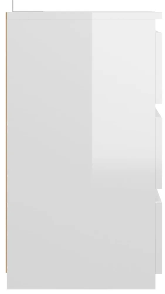 vidaXL Κομοδίνα 2 τεμ. Γυαλιστερό Λευκό 40x35x62,5 εκ. από Επεξ. Ξύλο