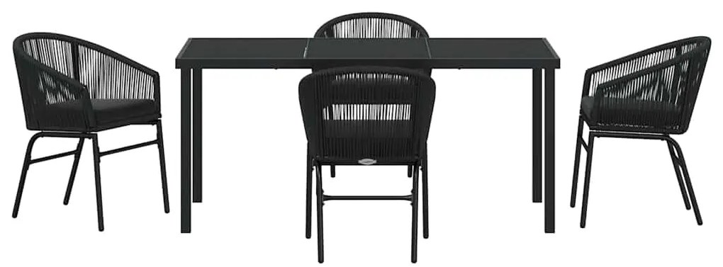 vidaXL Σέτ φαγητού για κήπο 5 pcs Μαύρο Χάλυβας με επίστρωση πούδρας