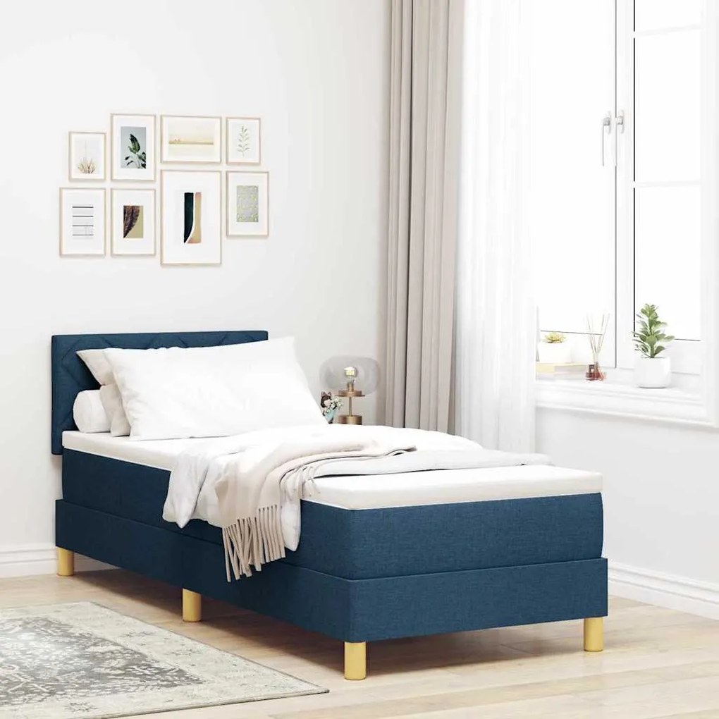 vidaXL Κρεβάτι με Στρώμα Μπλε 80x200 cm Ύφασμα
