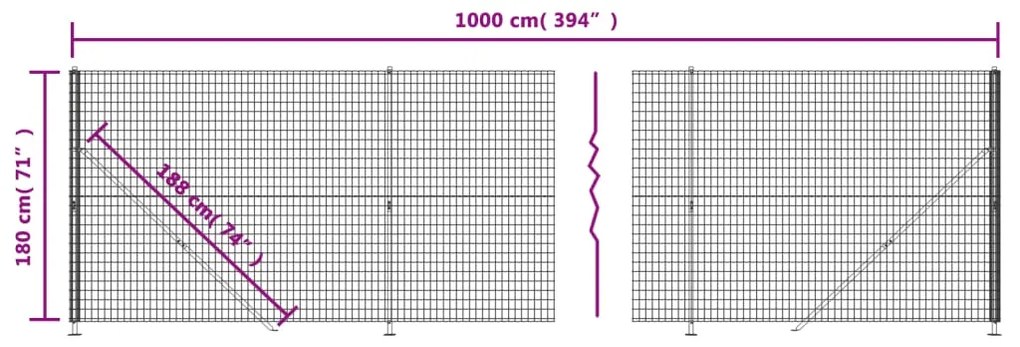 vidaXL Συρματόπλεγμα Περίφραξης Πράσινο 1,8x10 μ. με Βάσεις Φλάντζα