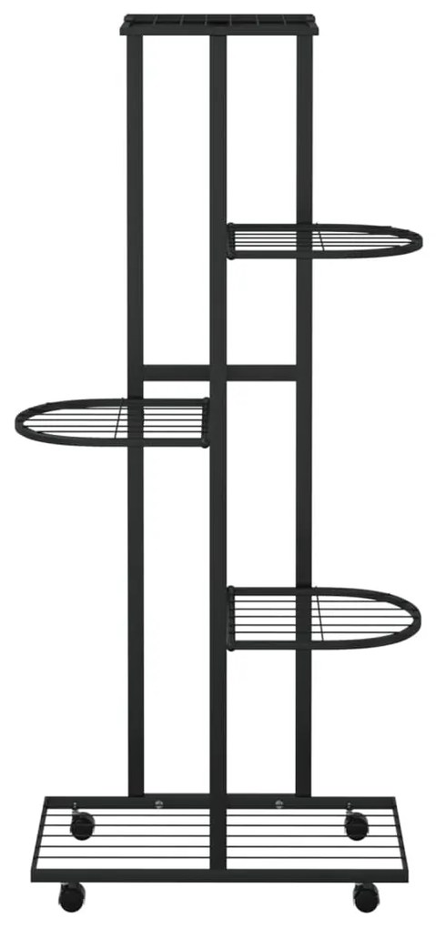 vidaXL Βάση Λουλουδιών 5 Επιπέδων με Ρόδες 83x25x103,5 εκ Μαύρη Σίδερο
