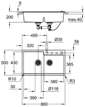 Νεροχύτης K500 Grohe-Anthraki - Gkri
