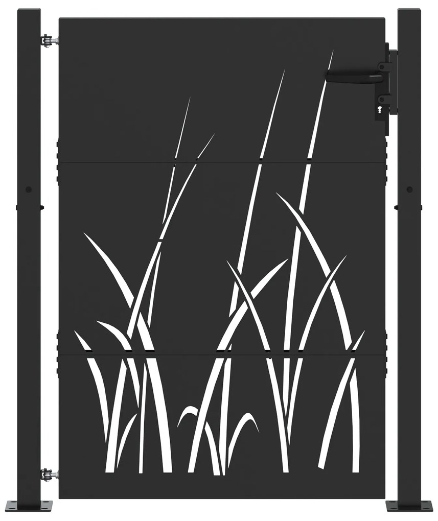 vidaXL Πύλη Κήπου Μαύρο 105 x 125 cm Ατσάλι με Επικάλυψη Πούδρας