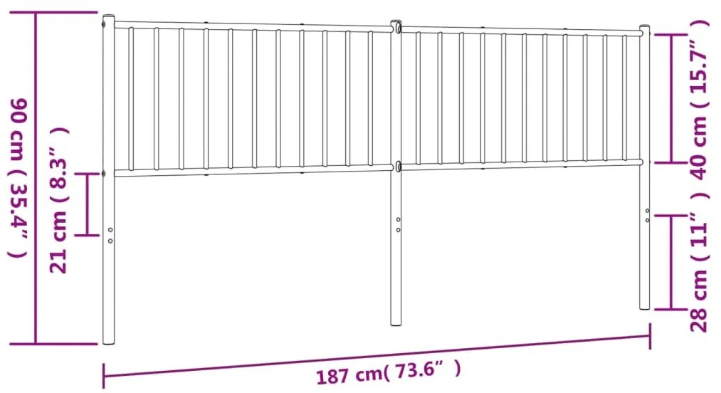 vidaXL Κεφαλάρι Μαύρο 180 εκ. Μεταλλικό