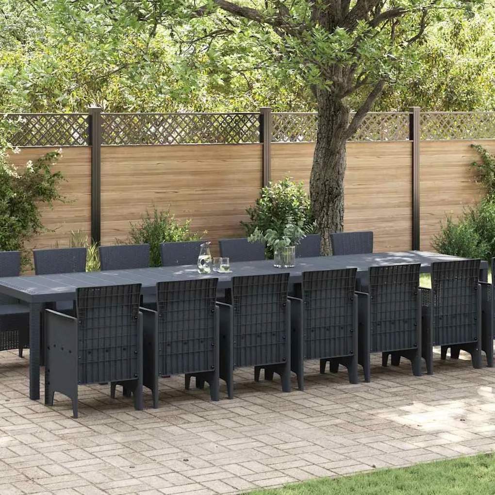 vidaXL Σετ Τραπεζαρίας Κήπου 15 pcs Ανθρακί Μεγάλο Πλαστικό