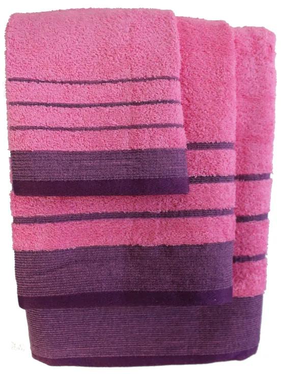 Σετ πετσέτες 3τμχ Βαμβακερές Raya Pink-Purple 24home