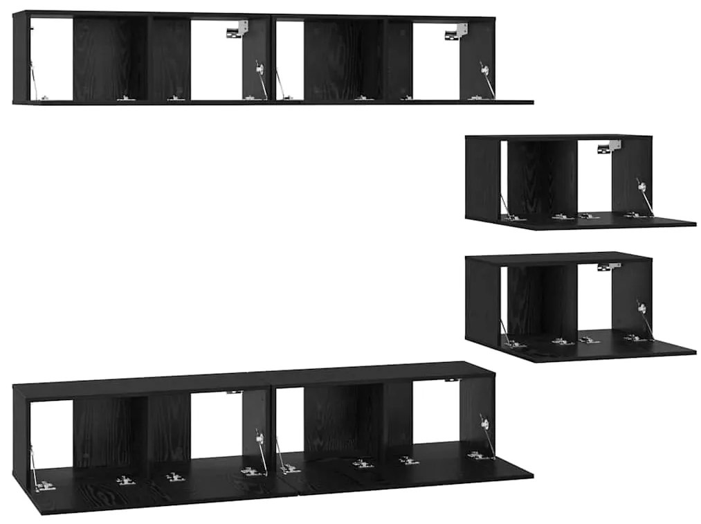 vidaXL Σετ επίπλου τηλεόρασης 6 pcs Μαύρη Οξυά 80 x 30 x 30.5 εκ Small