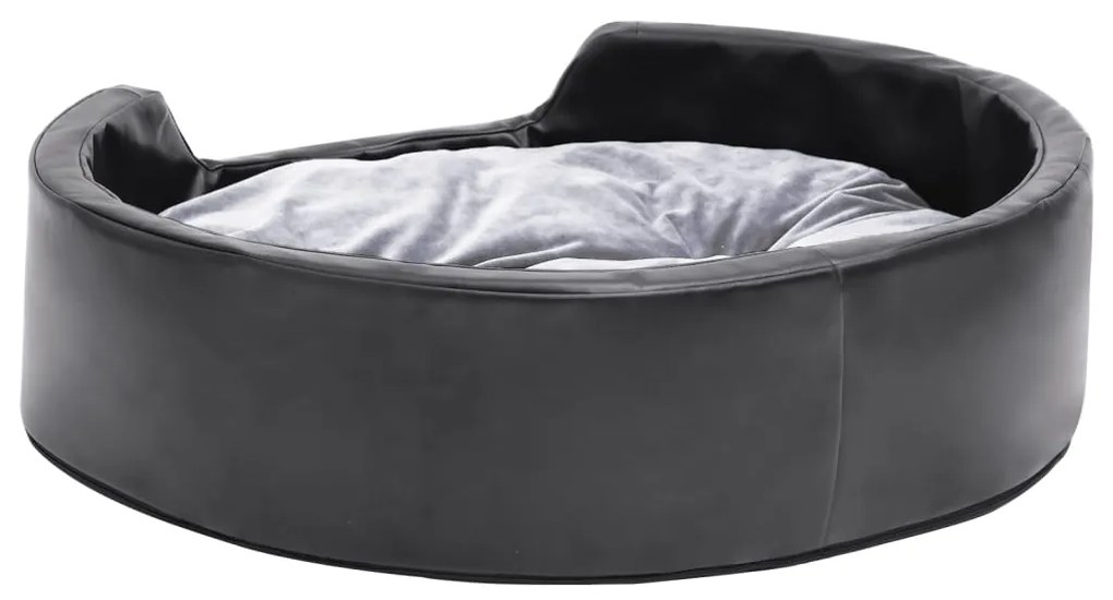 vidaXL Κρεβάτι Σκύλου Μαύρο/Γκρι 69 x 59 x 19 εκ. Βελουτέ/Συνθ. Δέρμα