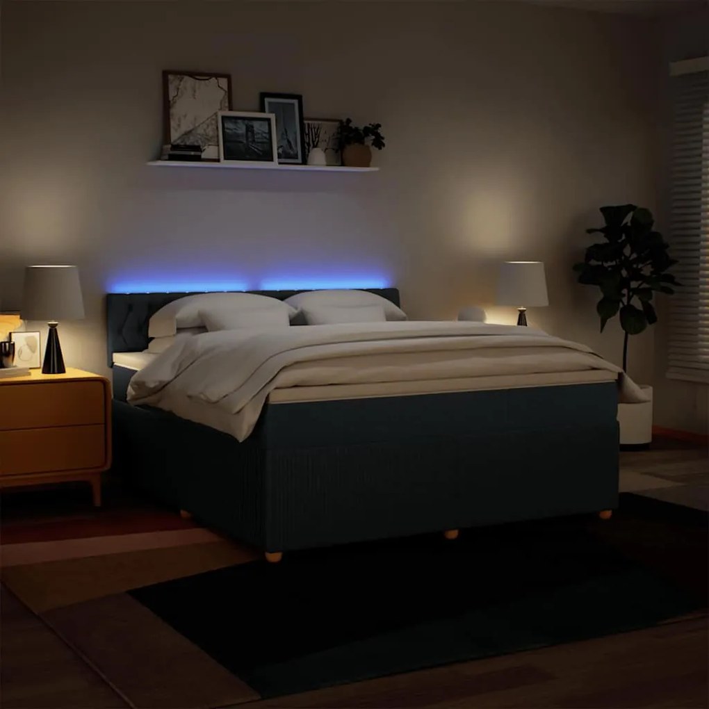 vidaXL Κρεβάτι Boxspring με Στρώμα Μπλε 180x200 εκ. Υφασμάτινο