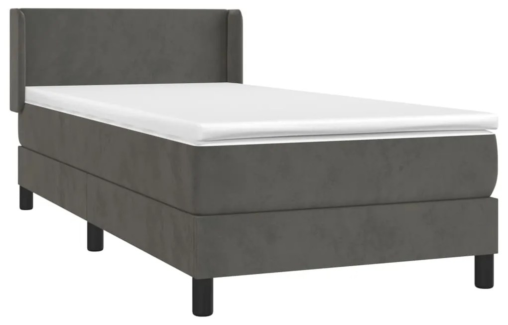 ΚΡΕΒΑΤΙ BOXSPRING ΜΕ ΣΤΡΩΜΑ ΣΚΟΥΡΟ ΓΚΡΙ 90X190 ΕΚ. ΒΕΛΟΥΔΙΝΟ 3130812