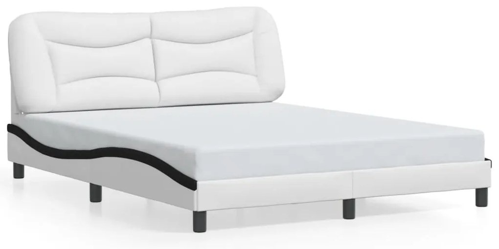 vidaXL Πλαίσιο κρεβατιού χωρίς Στρώμα Hvar Λευκό/Μαύρο 160x200εκ Συνθ. Δέρμα