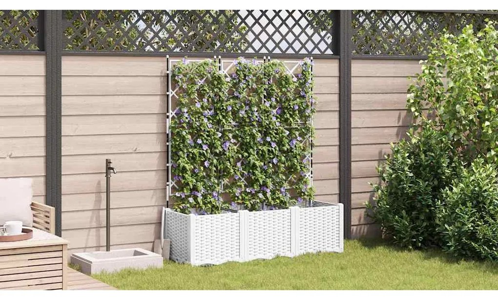 vidaXL Κηποτινάκι με Τρέλα 3 pcs Λευκό 120 x 40 x 143 εκ. PP