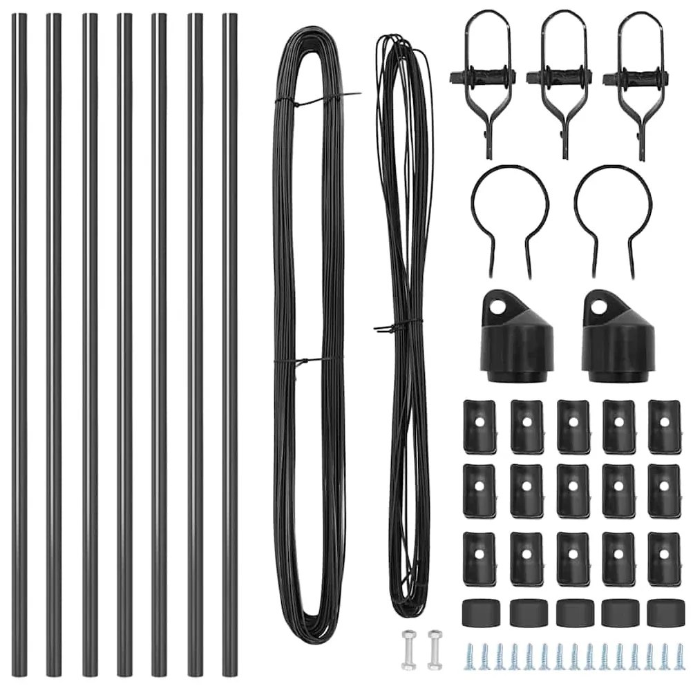 vidaXL Πό posts φράχτη 7 pcs Γκρι Ø32mm 100 εκ Γαλβανισμένος χάλυβας