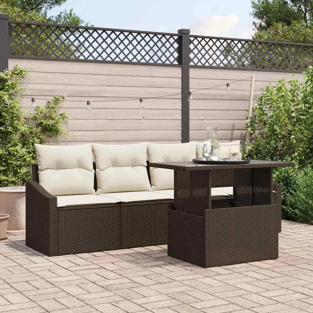 vidaXL Σετ Καναπέ Κήπου 5 pcs Καφέ και κρεμ 100 x 55 x 73 εκ