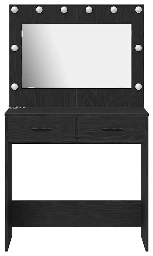 vidaXL Κομοδίνο Μαύρη δρυς 78.5 x 41 x 135 εκ Επεξεργασμένο ξύλο