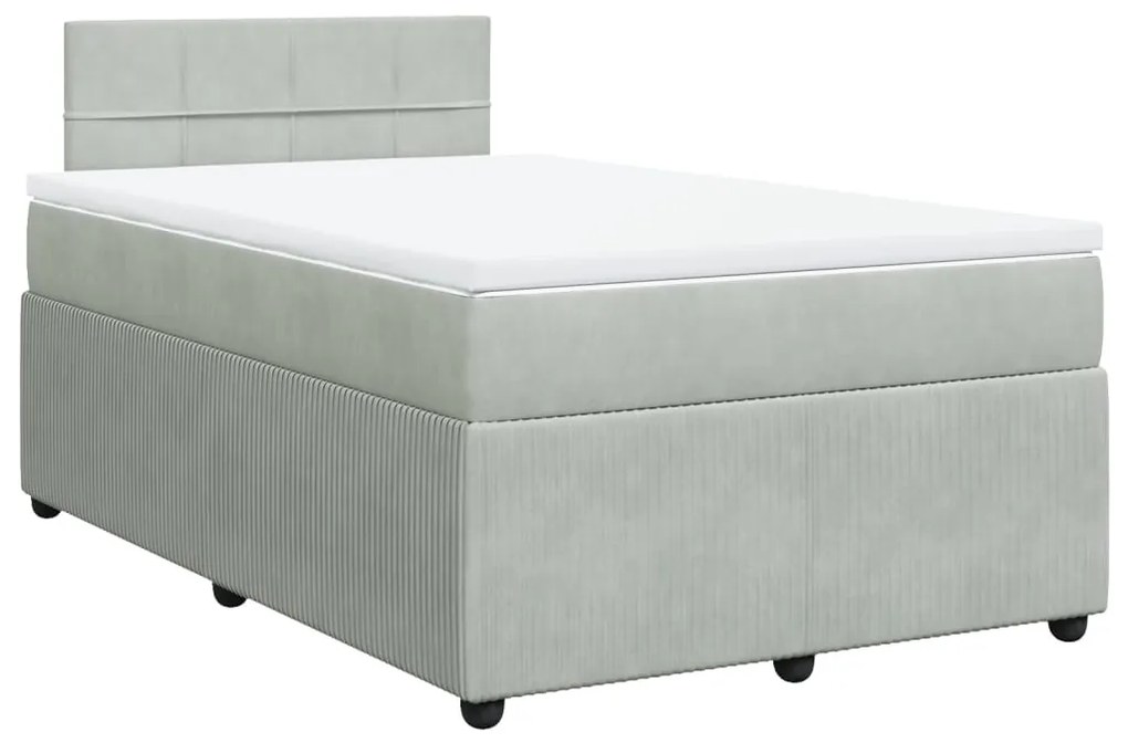 vidaXL Κρεβάτι Boxspring με Στρώμα Ανοιχτό Γκρι 120x200 εκ. Βελούδινο