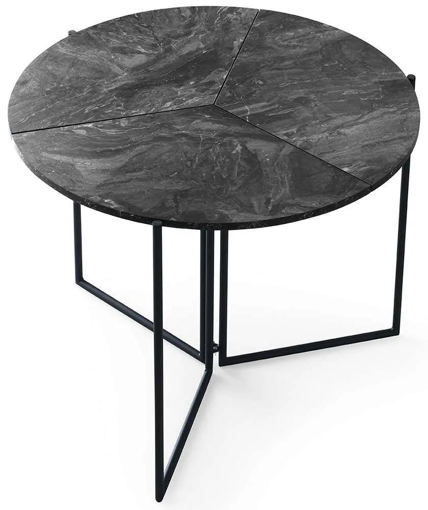 Τραπέζι Αναδιπλούμενο Yaprak 974NMB1163 Φ100x72cm Marble Effect Anthracite Μελαμίνη,Μέταλλο