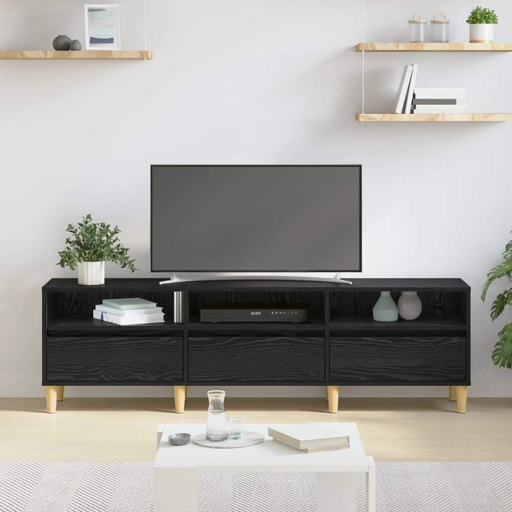 vidaXL Ντουλάπι TV Μαύρη δρυς 150 x 30 x 45 εκ Επεξεργασμένο ξύλο
