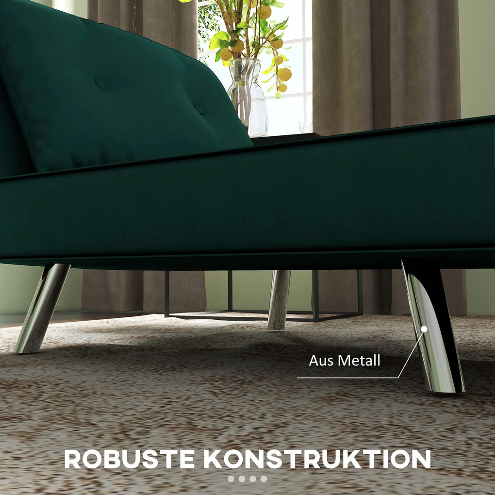 HOMCOM Πολυθρόνα Ανάκλισης με Λειτουργία Ύπνου, Πολυθρόνα-Κρεβάτι, Κουμπωτό, Όψη Λινού, 77 εκ. x 88 εκ. x 83 εκ., Πράσινο