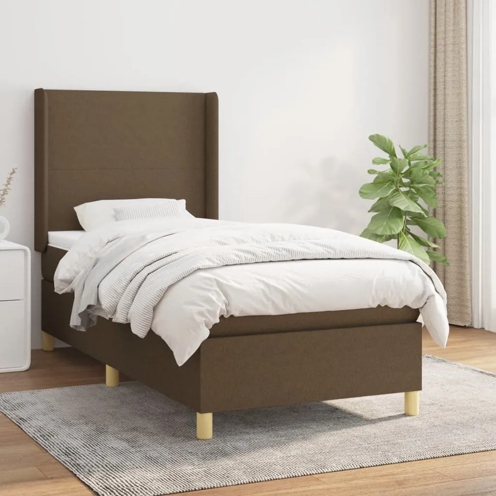 ΚΡΕΒΑΤΙ BOXSPRING ΜΕ ΣΤΡΩΜΑ ΣΚΟΥΡΟ ΚΑΦΕ 90X190 ΕΚ. ΥΦΑΣΜΑΤΙΝΟ 3131796