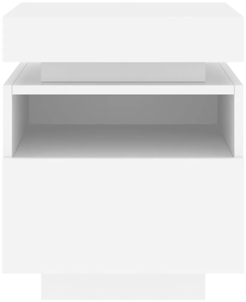 vidaXL Κομοδίνο με Φώτα LED Λευκό 40 x 39 x 48,5 εκ.