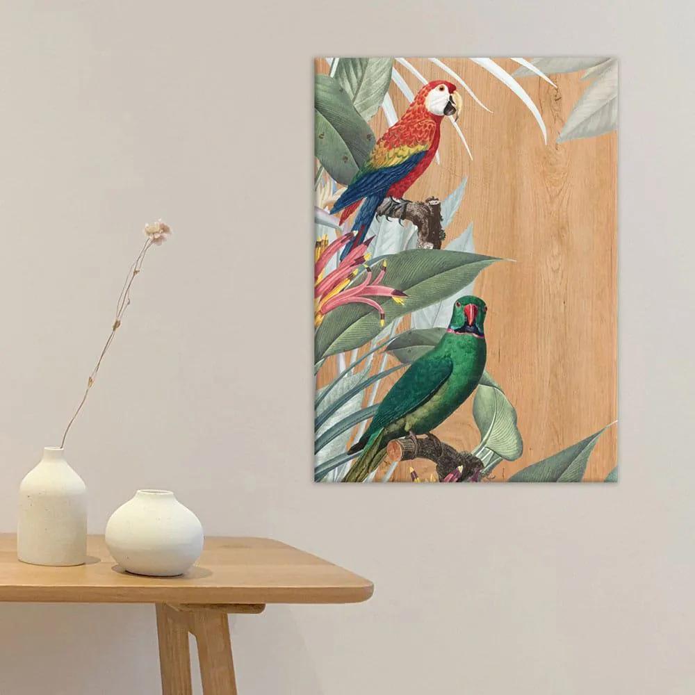 Red &amp; Green Parrots πίνακας ξύλου 42 x 30 x 0,60 εκ (21458) - 21458