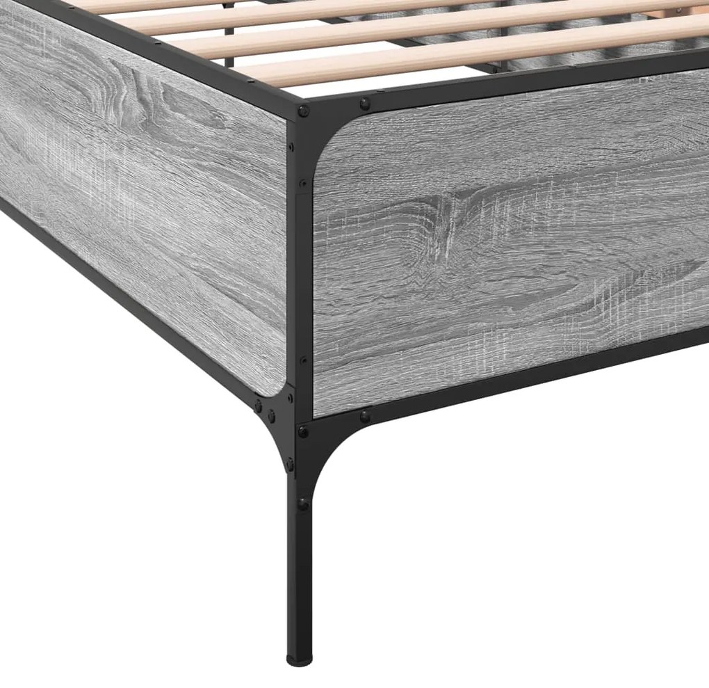 vidaXL Πλαίσιο Κρεβατιού Γκρι Sonoma 75x190 εκ. Επεξ. Ξύλο &amp; Μέταλλο