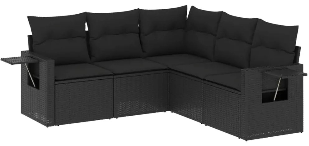 vidaXL Σετ Καναπέ Κήπου 5 Τεμαχίων Μαύρο Συνθετικό Ρατάν με Μαξιλάρια