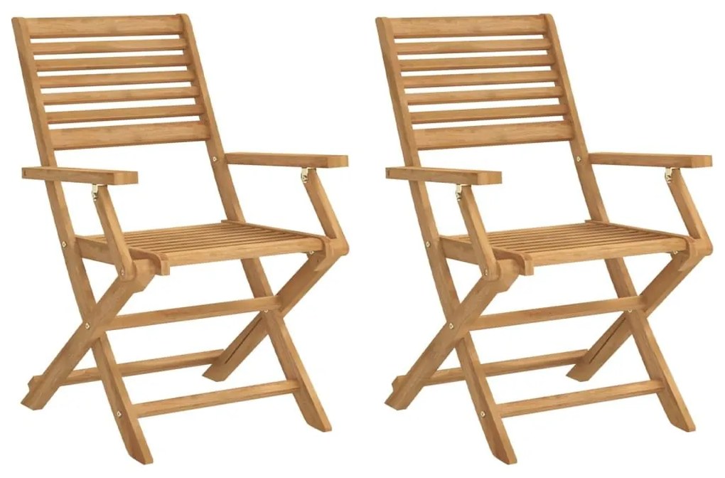 Καρέκλες Κήπου Πτυσσόμενες 2 τεμ 54,5x61,5x86,5 εκ Μασίφ Ακακία - Καφέ