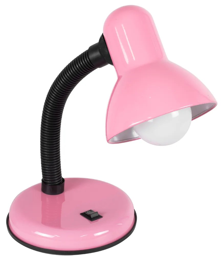 GloboStar STUDENT PINK 01534 Μοντέρνο Επιτραπέζιο Φωτιστικό Γραφείου Μονόφωτο 1 x E27 Ροζ με Λευκό Μεταλλικό με Διακόπτη ΟN/OFF Καμπάνα Φ12 x Υ32cm