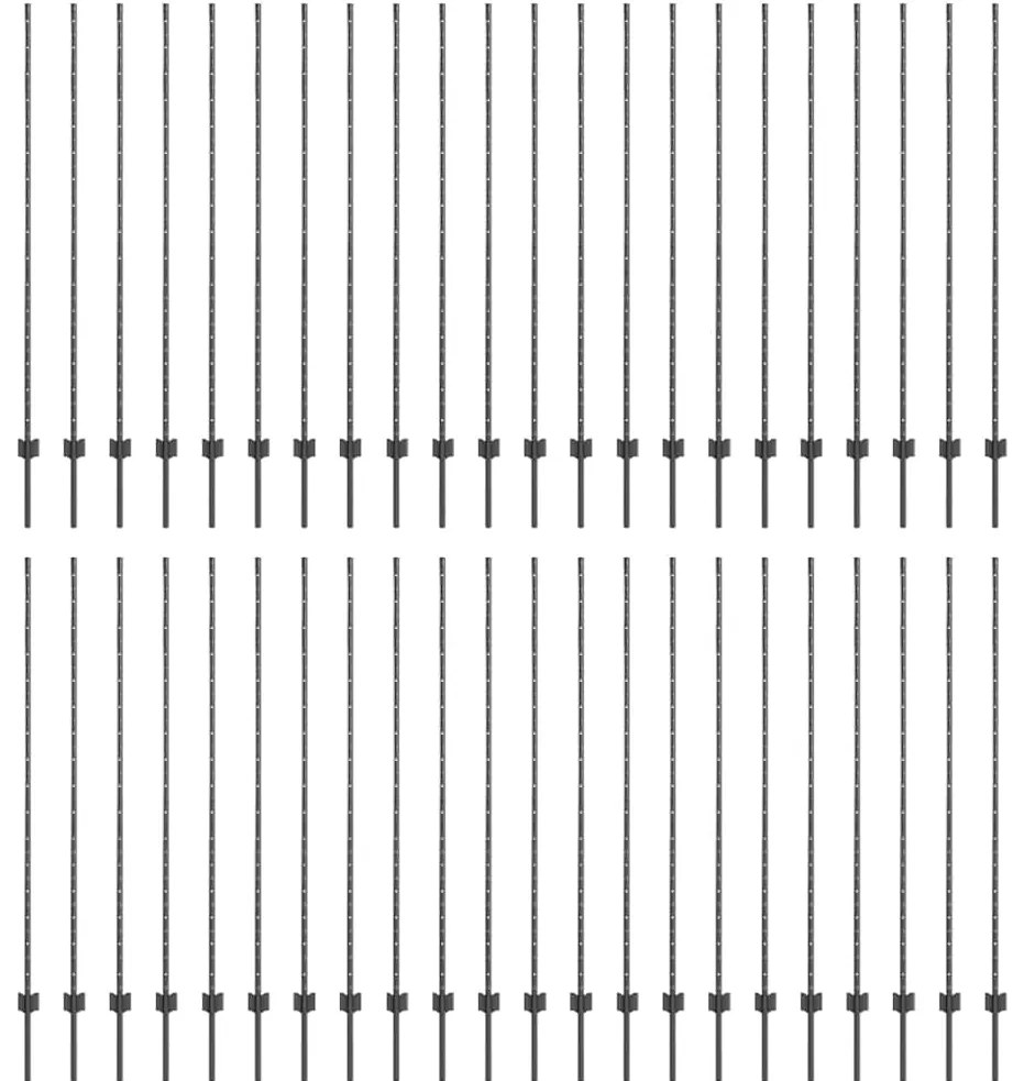 vidaXL Ασημένιοι Πόλοι Φράχτη 44 pcs Γκρι Χάλυβας με επίστρωση πούδρας