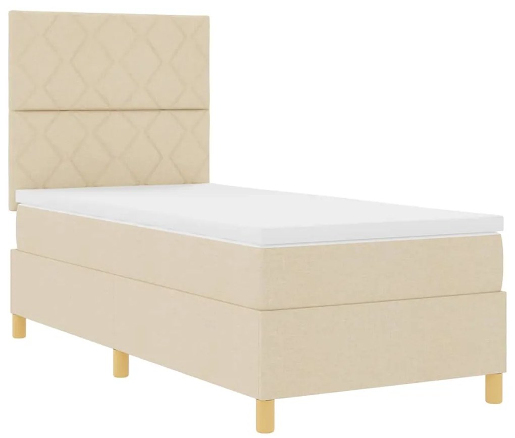 vidaXL Κρεβάτι με ελατήρια με στρώμα Κρεμ 90 x 200 cm ύφασμα