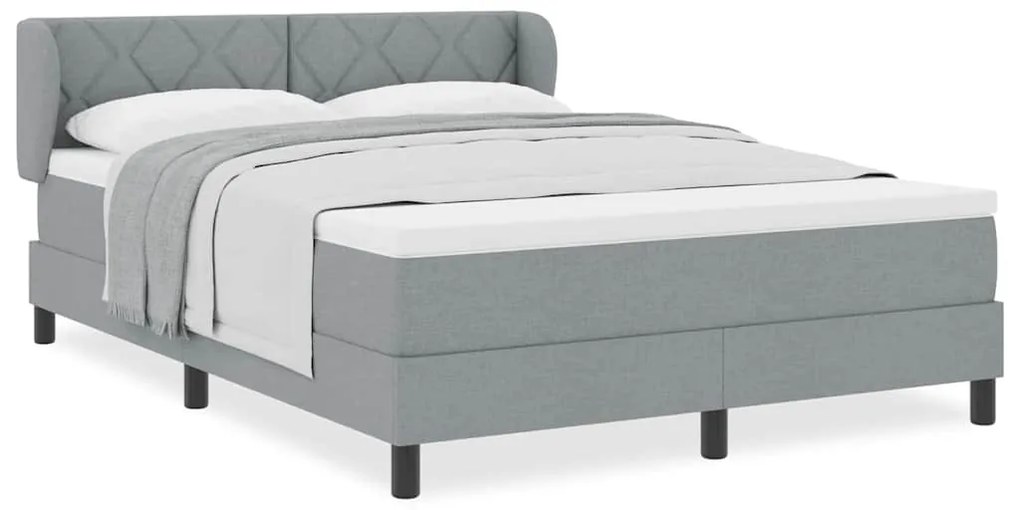 vidaXL Κρεβάτι box spring με στρώμα Ανοιχτό γκρι 140 x 190 cm ύφασμα