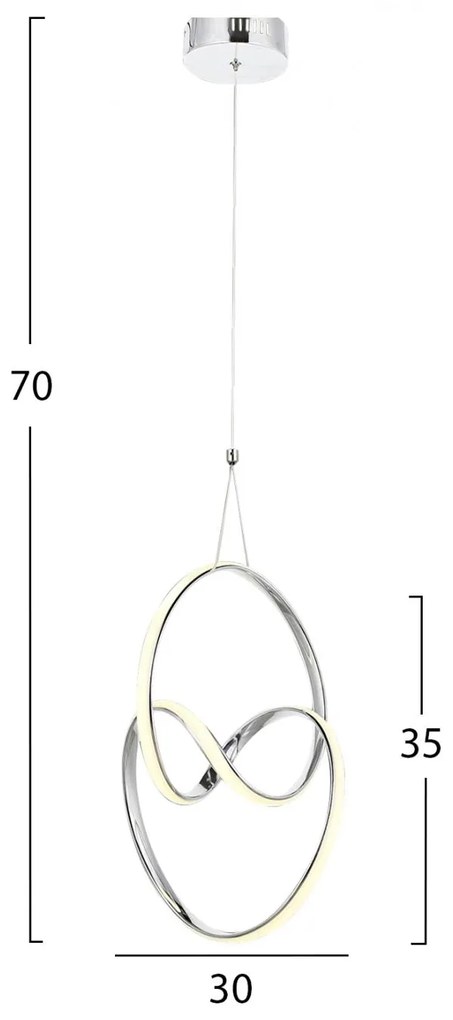 Φωτιστικό Οροφής C7509.01 LED Χρωμίου 30x30x70 εκ. 30x30x70 εκ.