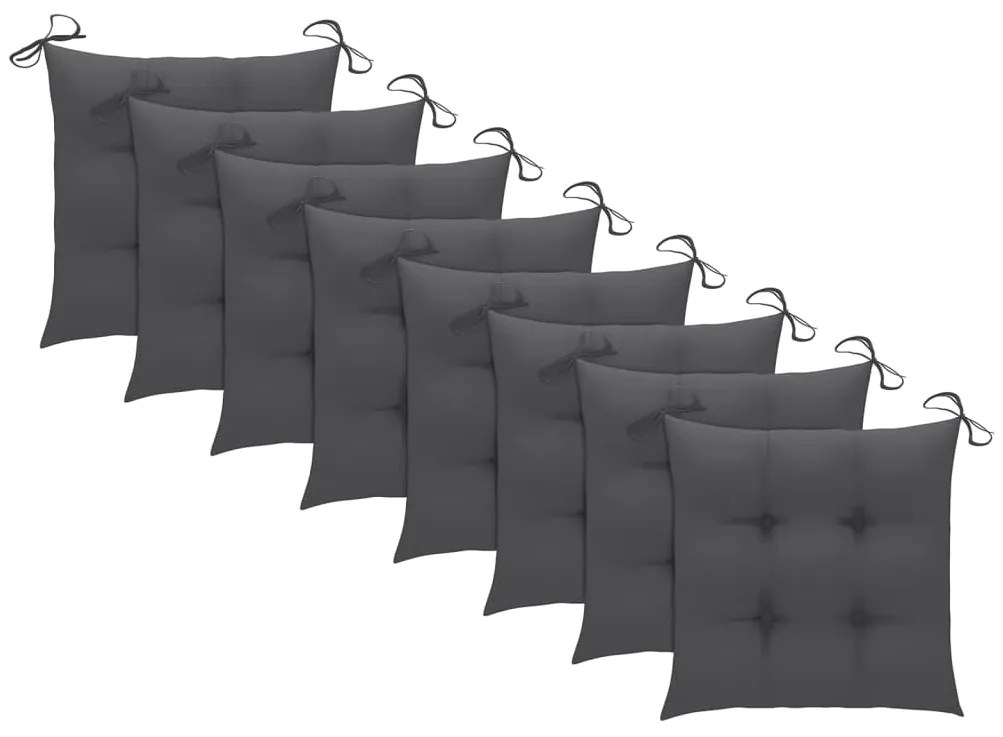 vidaXL Καρέκλες Κήπου Στοιβαζόμενες 8 τεμ. Μασίφ Ξύλο Teak &amp; Μαξιλάρια