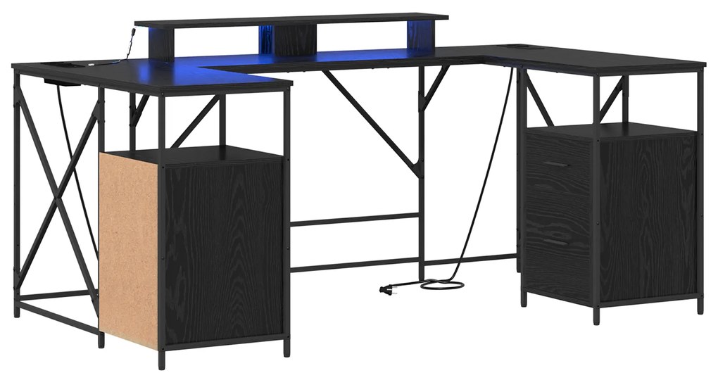 vidaXL Γραφείο Μαύρη Δρυς 182 x 101 x 87.5 εκ. Επεξεργασμένο ξύλο