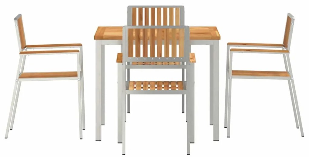 vidaXL Σετ Εξωτερικής Τραπέζης 5 pcs Καφέ Στερεό Ξύλο Τίκ