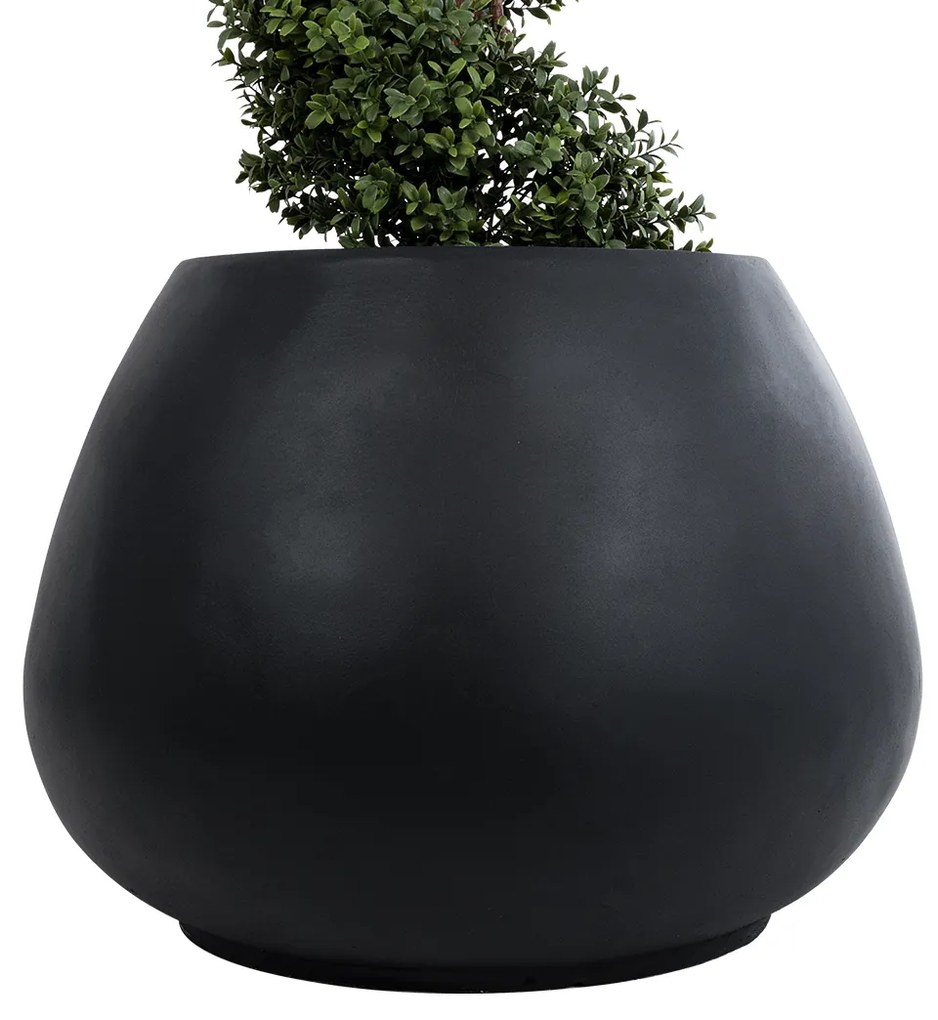 GloboStar® Artificial Garden COLOMBO 20695 Διακοσμητικό Πολυεστερικό Τσιμεντένιο Κασπώ Γλάστρα - Flower Pot Μαύρο Φ60 x Υ45cm