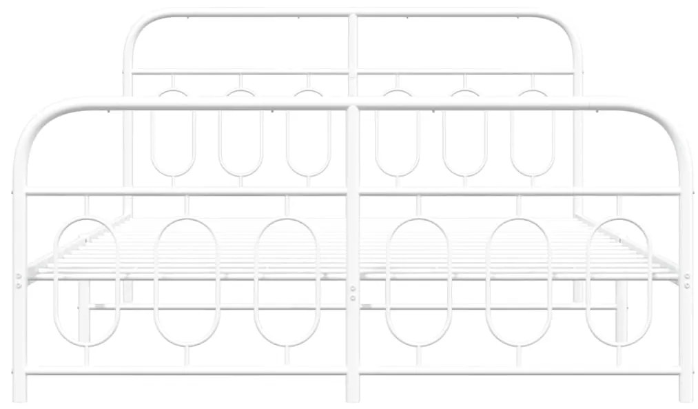 vidaXL Πλαίσιο Κρεβατιού με Κεφαλάρι&Ποδαρικό Λευκό 135x190εκ. Μέταλλο
