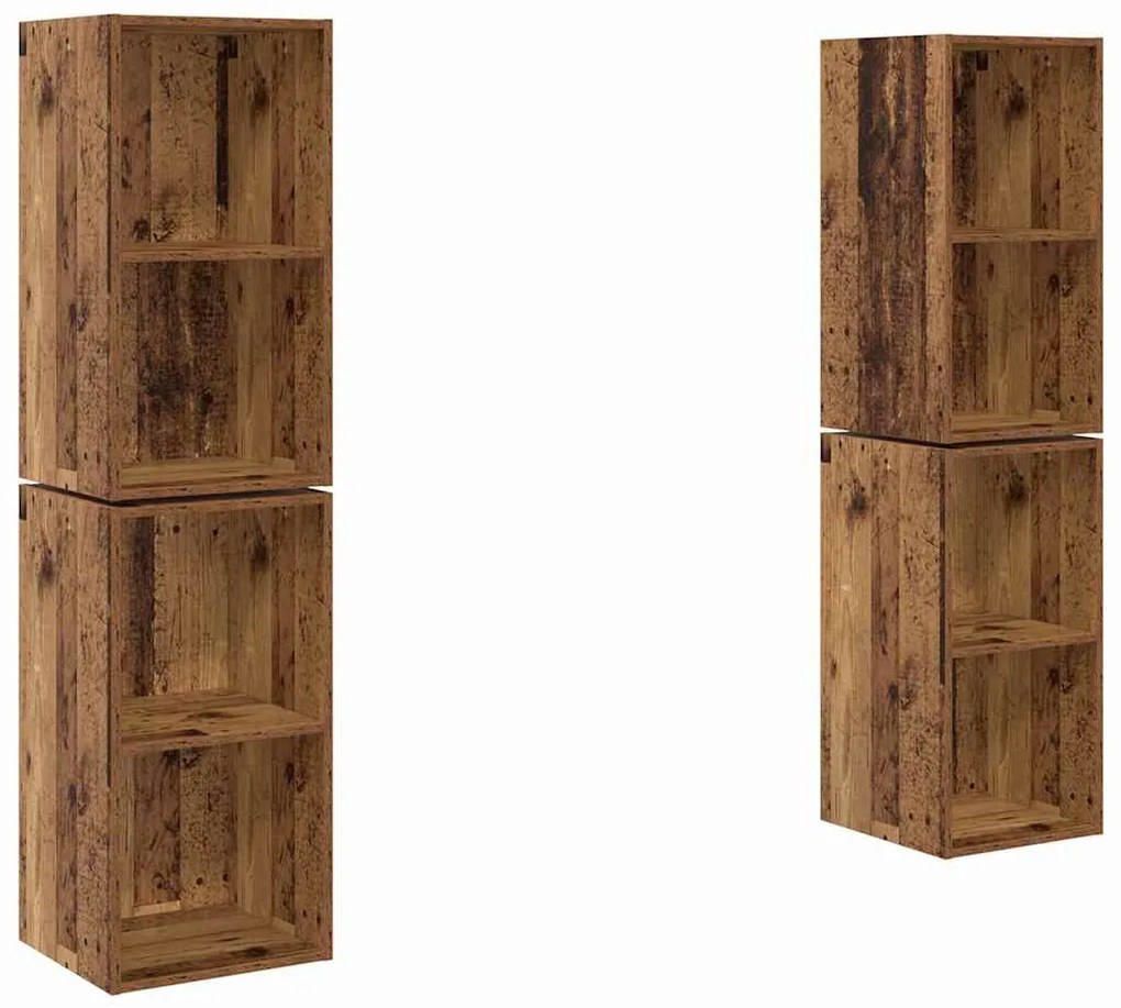 vidaXL Τηλεοπτική Κάβα Τοίχου 4 pcs Παλιό ξύλο 37 x 37 x 72 εκ