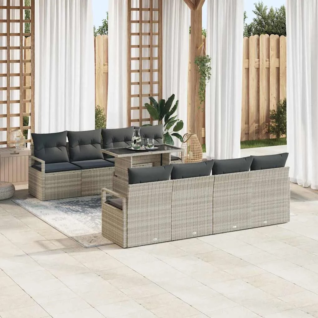 vidaXL Σετ Καναπέ Κήπου 7 pcs Ανοιχτό γκρι 100 x 55 x 73 εκ