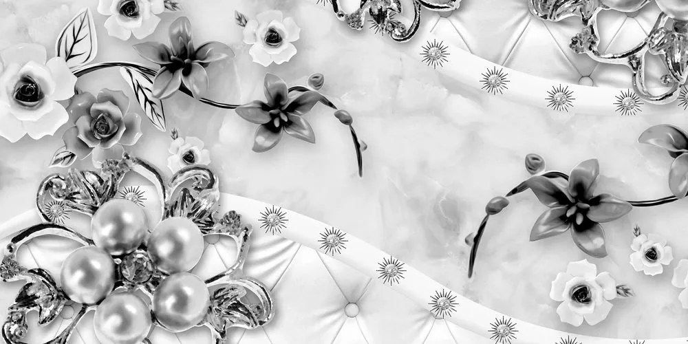 Εικόνα πολυτελείας floral κοσμήματα σε μαύρο & άσπρο - 100x50