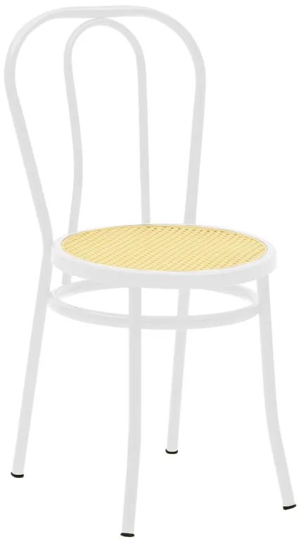 Καρέκλα Βιέννης pakoworld pe rattan μπεζ-μέταλλο λευκό