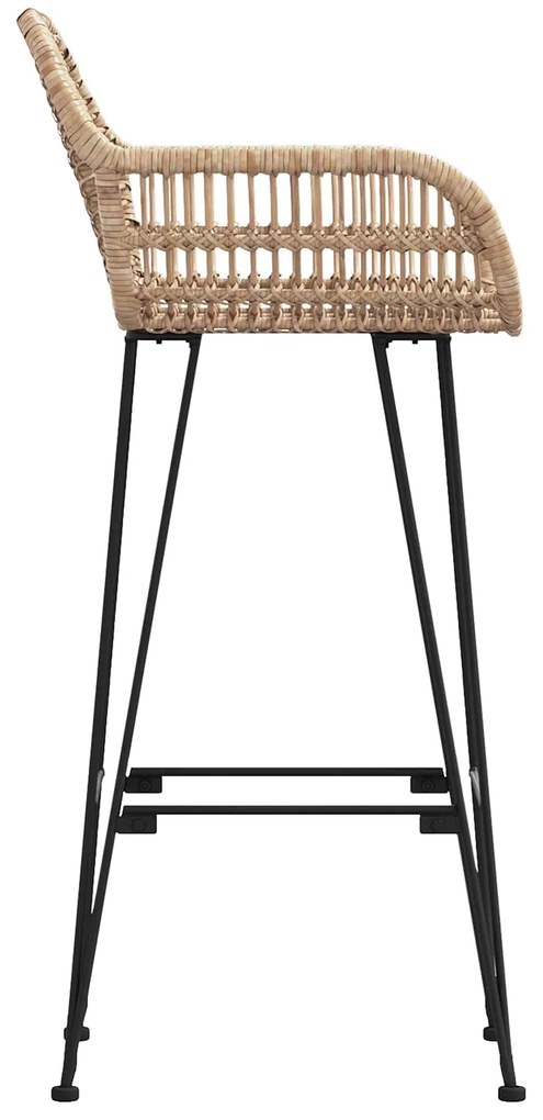 vidaXL Καρέκλα Μπαρ 2 pcs Φυσικό 55 x 52 x 105 εκ Καλάμι και Σίδερο